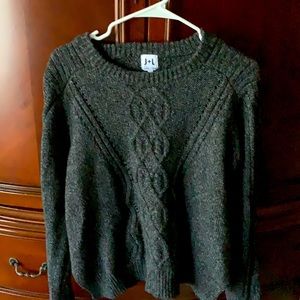Anthropology John +Jenn Charcoal Grey cable design sweater. Size Large